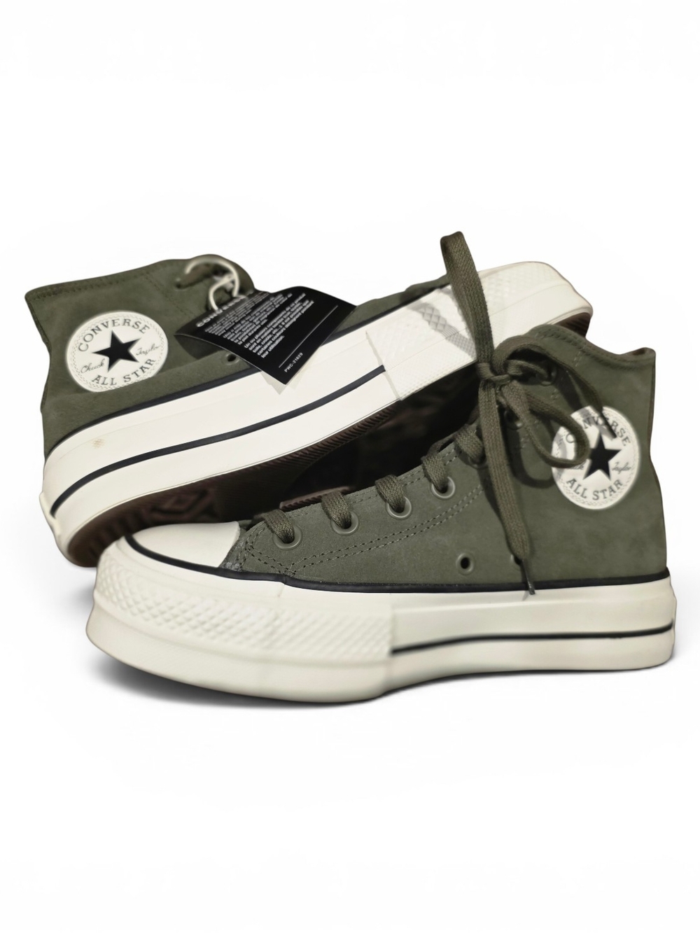 Converse Chuck Taylor All Star High Top Sneakers in Olive Green and White